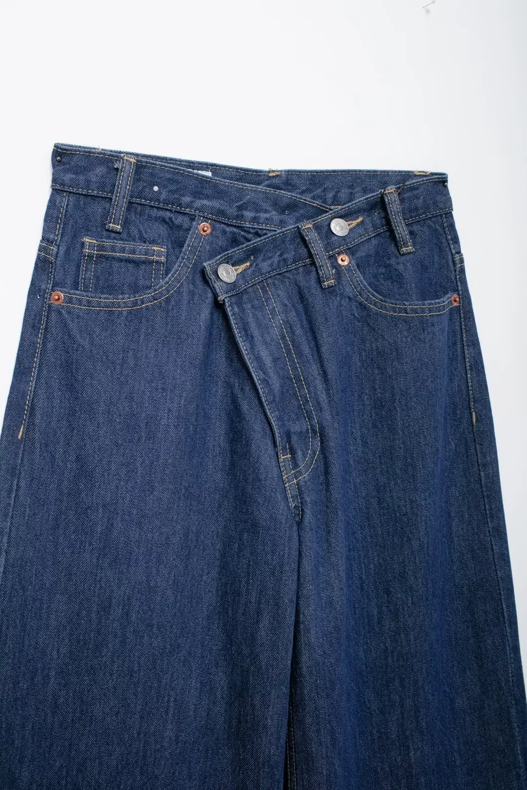 Jeans For Woman New Fashion Asymmetric Design High Waist Wide Leg Trousers Casual Women's Straight Leg Jeans