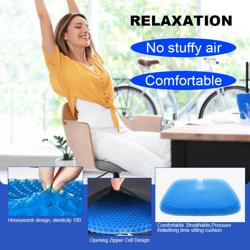 Car Seat Honeycomb Gel Seat Office Seat Four Seasons Universal Silicone Breathable Student Seat Car Seat Honeycomb Gel Seat Offi
