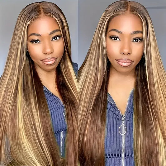 200 Density Honey Blonde Long Straight 13x4 HD Lace Front Wig Human Hair  4/27 Highlight 13x4 HD Lace  Frontal Wigs Human Hair