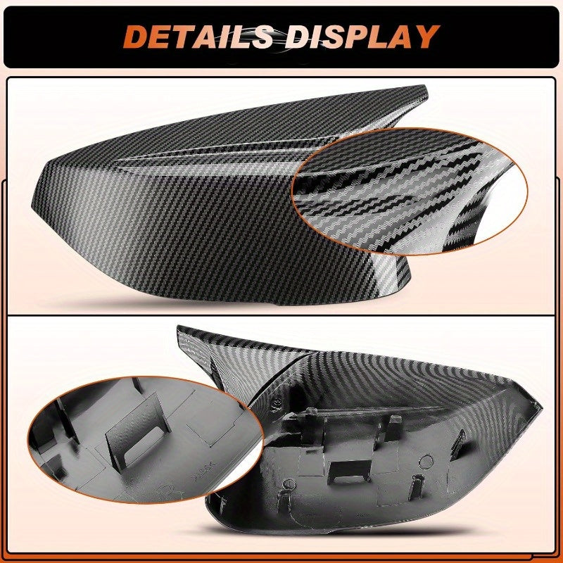 Carbon Fiber Mirror Cover Caps Rearview Side Mirror Covers for INFINITI Q50 2014-2022 & Q60 2017-2022 - Left Driver and Right Passenger Side, 2pcs, Car Mirror Protection, Automotive Exterior Upgrade, Sleek Car Accessories, Mo