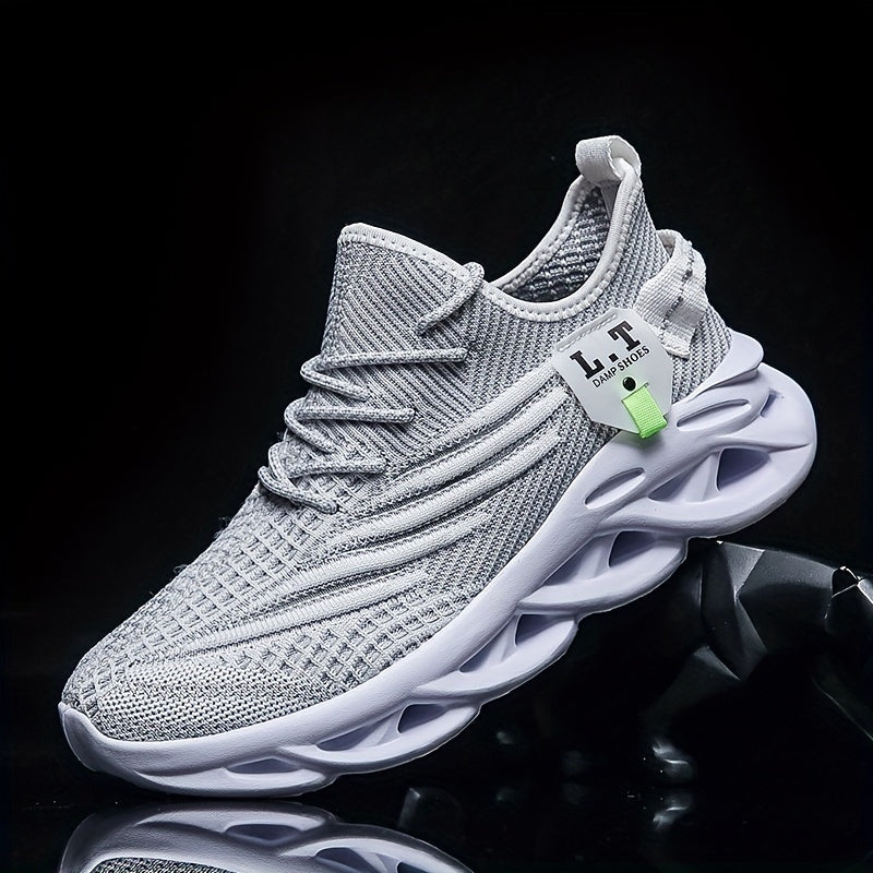 [Casual Sneakers] Casual Men's Fashion Sneakers | Round Toe, Lace-Up Closure, Fabric Upper, MD Sole, Striped Pattern, All-Season Sports Footwear