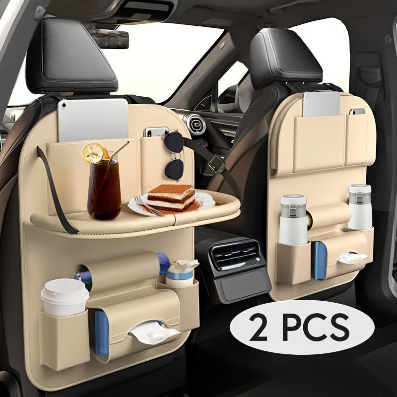 Car Backseat Organizer, Folding Rear Seat Car Parts, Road Trip Car Accessories, Multi-function Backrest Storage Trash Can, Large Storage Bag, Notebook, Dining Table, Tray