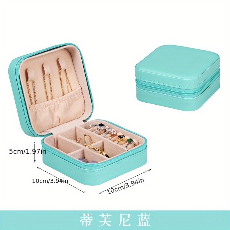 ZFOCEAN Portable Jewelry Organizer Box with Zipper Closure - Compact Travel Case, Soft Interior Lining, Elegant Beige/White/Black - for Rings, Earrings, Necklaces, Bracelets - Perfect Gift for Women, Birthday, Christmas, Vale