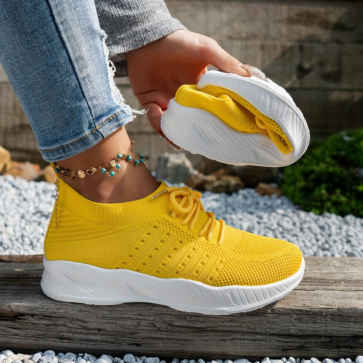 Lightweight & Breathable Women’s Sneakers - Comfortable Mesh Lace-Up Sneakers, Pink Textured Knit Upper, Cushioned Insole, Durable PU Sole, Casual & Sporty Design for All-Day Wear, Sporty Sneakers | Feminine Footwear | Mesh