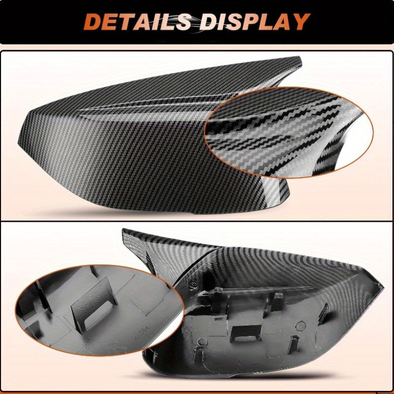 Carbon Fiber Mirror Cover Caps Rearview Side Mirror Covers for INFINITI Q50 2014-2022 & Q60 2017-2022 - Left Driver and Right Passenger Side, 2pcs, Car Mirror Protection, Automotive Exterior Upgrade, Sleek Car Accessories, Mo