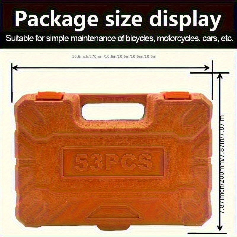 High-End Professional 53&121pcs Tool Set, Car/Bike Repair Machinery Tool Set, 1/2*1/4 "3/8" Drive Depth And Standard Socket, Professional Racing Car Parts Repair Ratchet Wrench And Other Car Repair Parts Tool Set