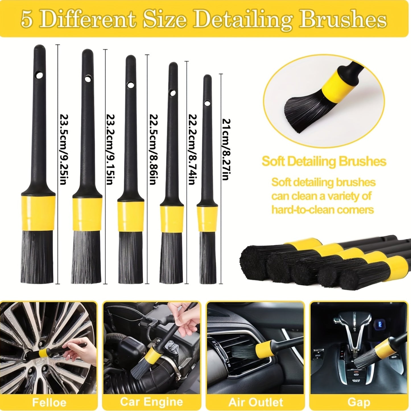 35pcs Car Detail Kit, Car Detail Brush Kit, Car Wash Kit, Car Parts, Car Cleaning Tool Kit, for Interior, Exterior, Wheels, Car Cleaning Brushes, Car Interior Dust Brush, Car Interior Cleaner, Car Cleaning Accessories, Vehicl