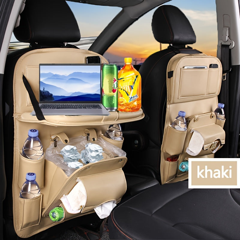 Large Multi-Function Folding Rear Seat Car Parts with Backrest Storage Trash Can, Notebook, Dining Table, and Tray