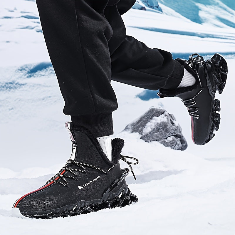 [Winter Snow Boots] Men's Winter Snow Boots with Plush & TPU Sole - Warm Lace-Up Ankle Boots with Arch Support, Slip-Resistant Traction Tread, Snow Boots For Men, Snow Boots For Women, Snow Boots For Men Winter, Snow Boots Fo