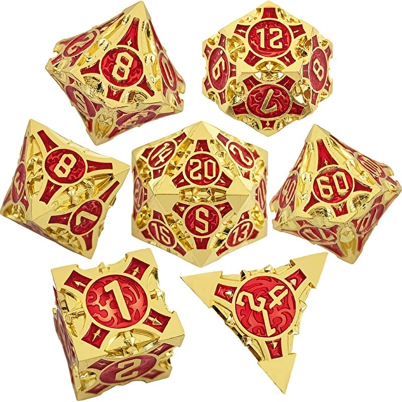 Metal Dice Set, 7 Die Metal Polyhedral Dice Set With Gift Metal Box And Golden Number For Metal Dice Set Christmas, Halloween, Thanksgiving Gift, gaming gift