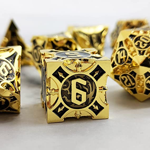 Metal Dice Set, 7 Die Metal Polyhedral Dice Set With Gift Metal Box And Golden Number For Metal Dice Set Christmas, Halloween, Thanksgiving Gift, gaming gift