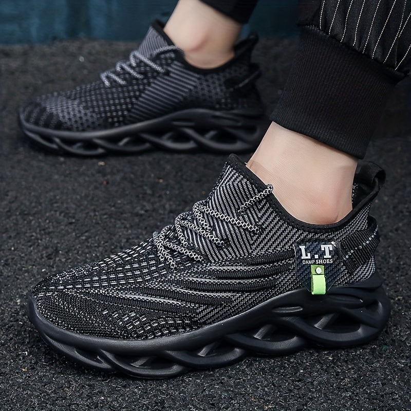 [Casual Sneakers] Casual Men's Fashion Sneakers | Round Toe, Lace-Up Closure, Fabric Upper, MD Sole, Striped Pattern, All-Season Sports Footwear