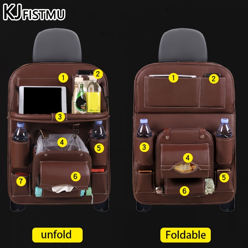 Large Multi-Function Folding Rear Seat Car Parts with Backrest Storage Trash Can, Notebook, Dining Table, and Tray