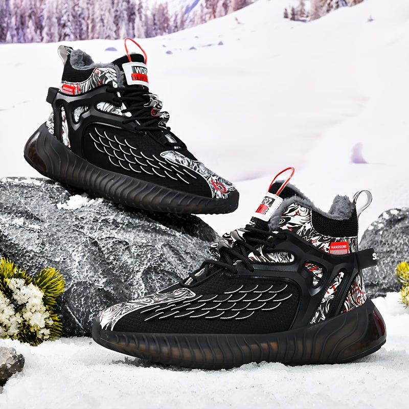 Men's All-Season Winter Snow Boots with TPU Shock-Absorbing Traction Tread & -Slip Grip - Heavy-Duty Ankle-High Cold-Resistant Boots with Lacing System, Cushioned Insole & Arch Support for Hiking, Urban, and Extreme-Cold Prot