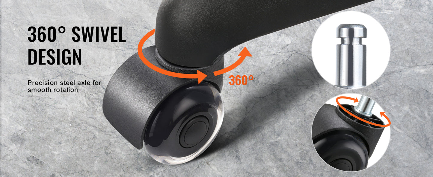 SucceBuy 2/3 inch Set of 5 Office Chair Wheels Replacement Computer Gaming Desk Universal Caster for Hardwood Floors and Carpet