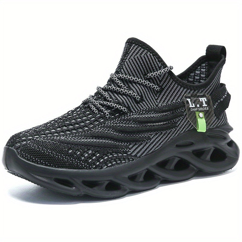 [Casual Sneakers] Casual Men's Fashion Sneakers | Round Toe, Lace-Up Closure, Fabric Upper, MD Sole, Striped Pattern, All-Season Sports Footwear