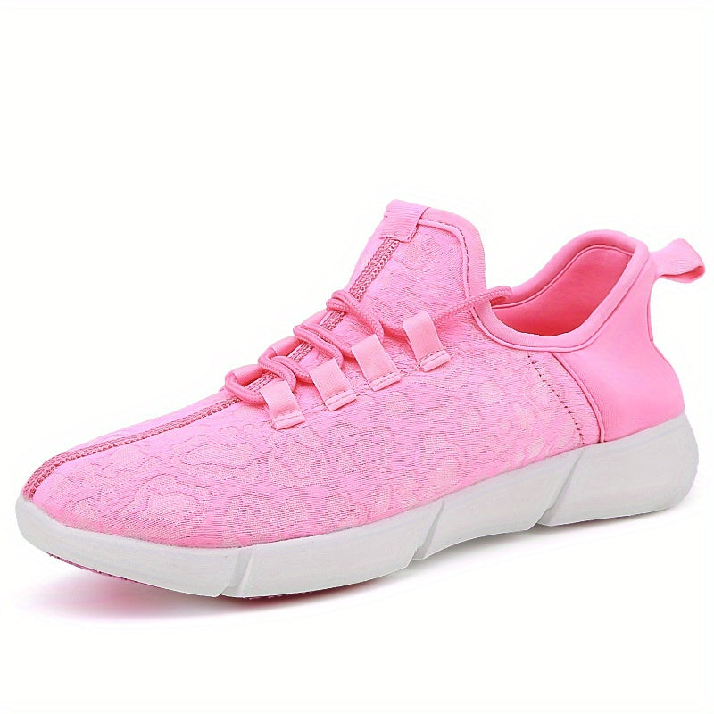 Men's LED Light-Up Sneakers - Rechargeable Glow Trainers with Adjustable Lace-Up Design, Green & Red Neon Effect, EVA Cushioned Sole, Breathable Mesh Lining for All-Day Comfort, Perfect for Streetwear & Casual Wear