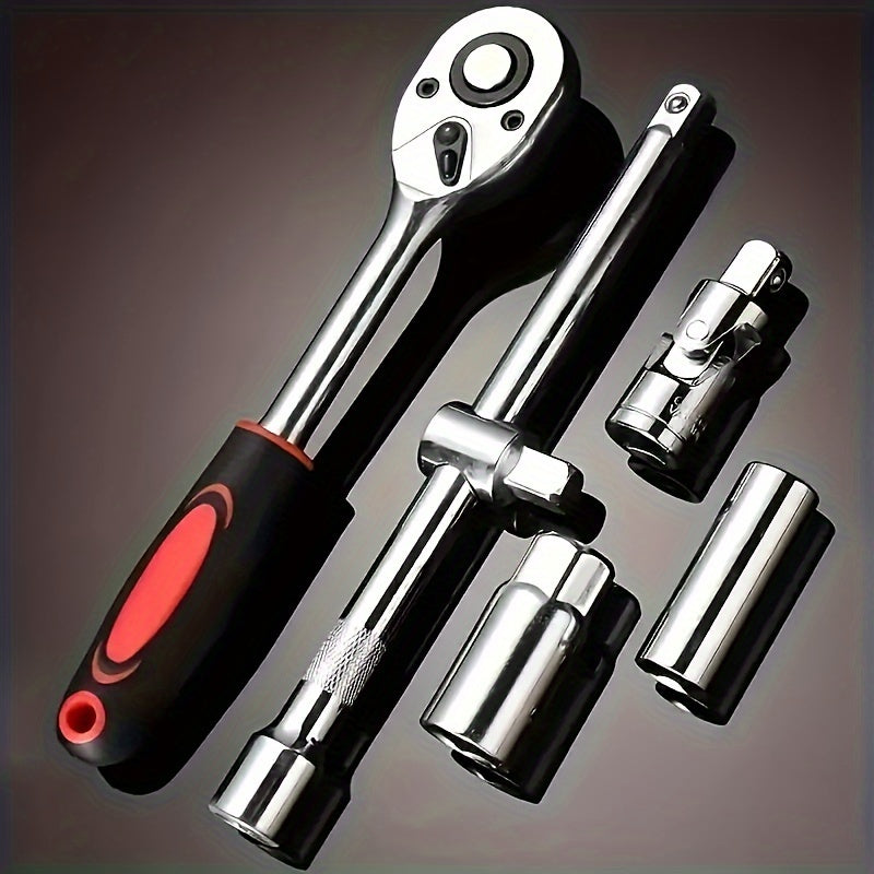 High-End Professional 53&121pcs Tool Set, Car/Bike Repair Machinery Tool Set, 1/2*1/4 "3/8" Drive Depth And Standard Socket, Professional Racing Car Parts Repair Ratchet Wrench And Other Car Repair Parts Tool Set