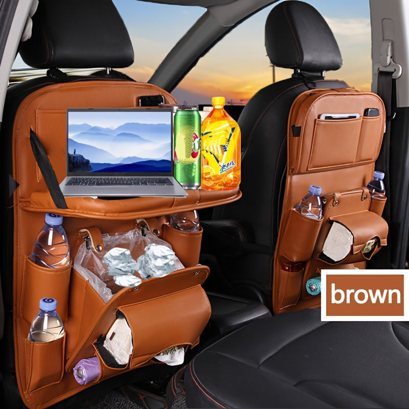 Large Multi-Function Folding Rear Seat Car Parts with Backrest Storage Trash Can, Notebook, Dining Table, and Tray