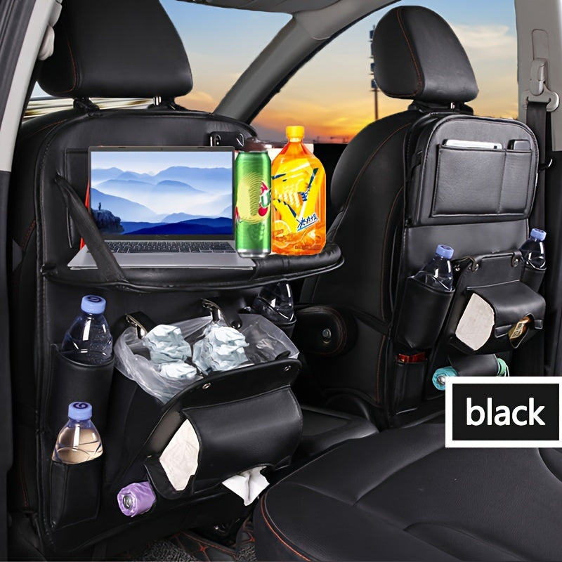 Large Multi-Function Folding Rear Seat Car Parts with Backrest Storage Trash Can, Notebook, Dining Table, and Tray