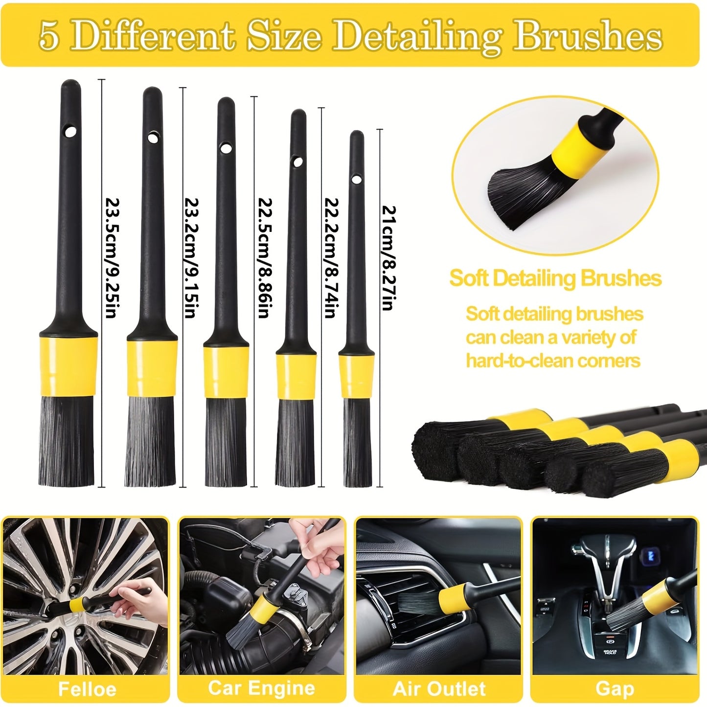 35pcs Car Detail Kit, Car Detail Brush Kit, Car Wash Kit, Car Parts, Car Cleaning Tool Kit, for Interior, Exterior, Wheels, Car Cleaning Brushes, Car Interior Dust Brush, Car Interior Cleaner, Car Cleaning Accessories, Vehicl