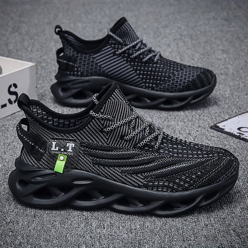 [Casual Sneakers] Casual Men's Fashion Sneakers | Round Toe, Lace-Up Closure, Fabric Upper, MD Sole, Striped Pattern, All-Season Sports Footwear