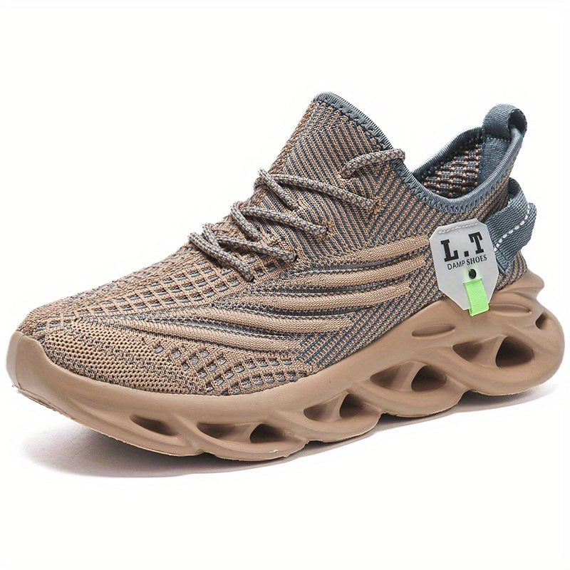 [Casual Sneakers] Casual Men's Fashion Sneakers | Round Toe, Lace-Up Closure, Fabric Upper, MD Sole, Striped Pattern, All-Season Sports Footwear