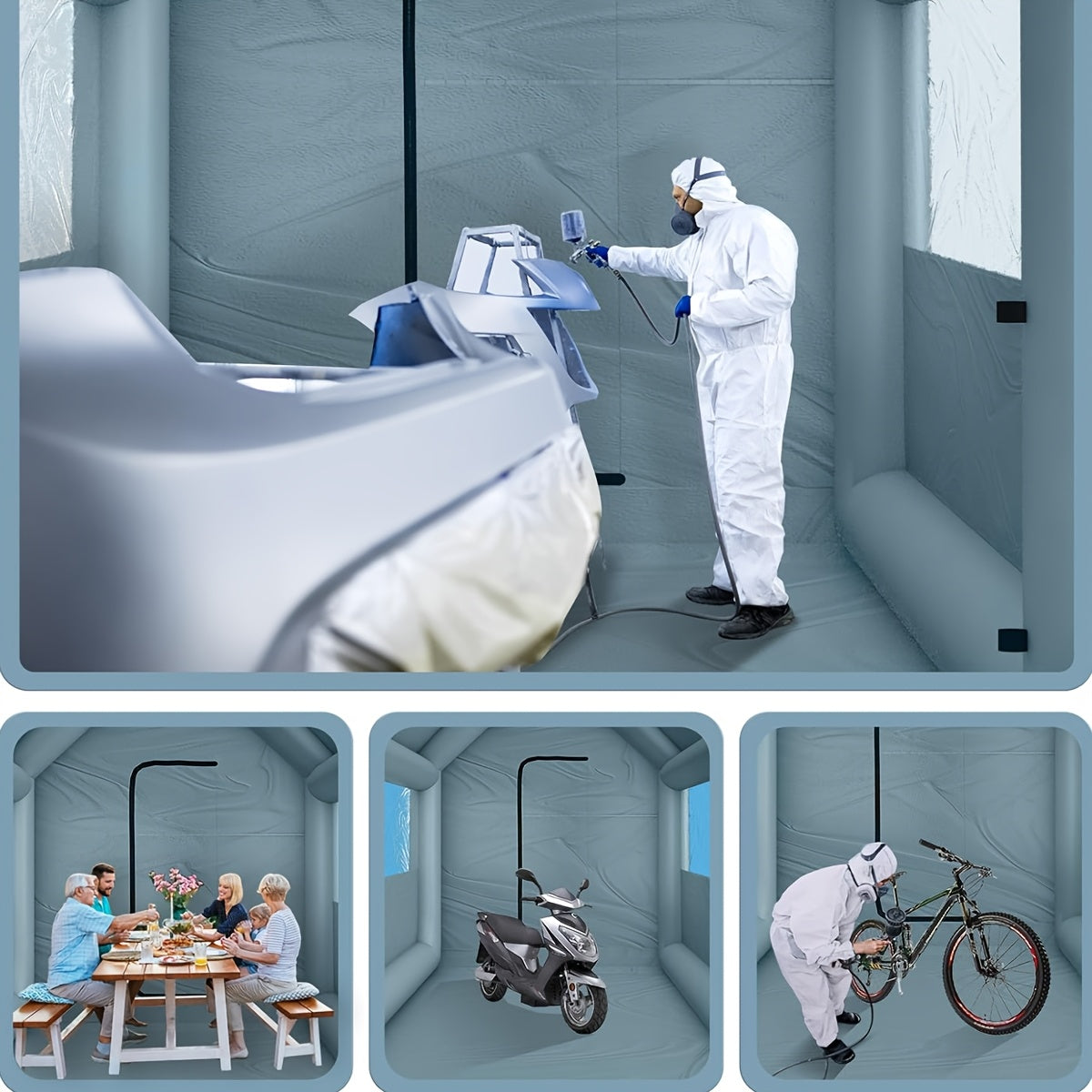 [Inflatable Paint Booth] Portable Inflatable Paint Booth 20 X 13.5 X 9.7ft/13.5 X 8.5 X 8.5ft - Inflatable Paint Booth Tent W/1100W Blower & 750W Blower For DIY Spray Car Parts Painting Motorcycle Garage