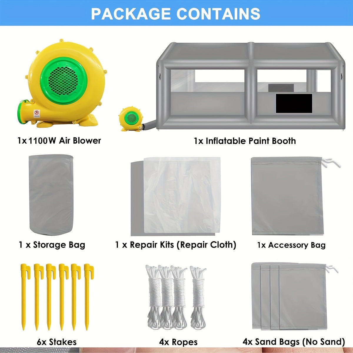 [Inflatable Paint Booth] Portable Inflatable Paint Booth 20 X 13.5 X 9.7ft/13.5 X 8.5 X 8.5ft - Inflatable Paint Booth Tent W/1100W Blower & 750W Blower For DIY Spray Car Parts Painting Motorcycle Garage