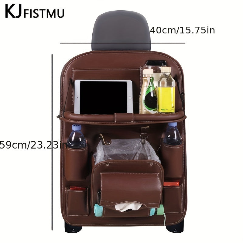 Large Multi-Function Folding Rear Seat Car Parts with Backrest Storage Trash Can, Notebook, Dining Table, and Tray