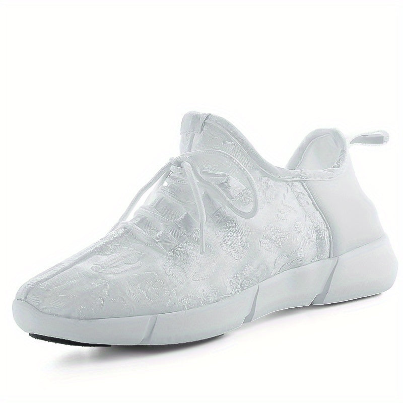 Men's LED Light-Up Sneakers - Rechargeable Glow Trainers with Adjustable Lace-Up Design, Green & Red Neon Effect, EVA Cushioned Sole, Breathable Mesh Lining for All-Day Comfort, Perfect for Streetwear & Casual Wear