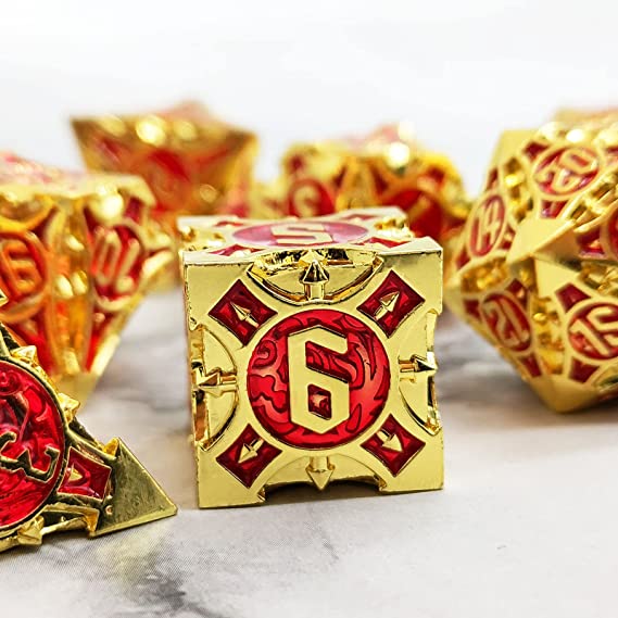 Metal Dice Set, 7 Die Metal Polyhedral Dice Set With Gift Metal Box And Golden Number For Metal Dice Set Christmas, Halloween, Thanksgiving Gift, gaming gift