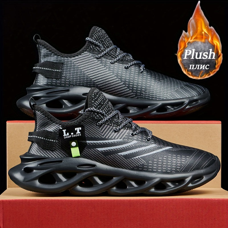 [Casual Sneakers] Casual Men's Fashion Sneakers | Round Toe, Lace-Up Closure, Fabric Upper, MD Sole, Striped Pattern, All-Season Sports Footwear
