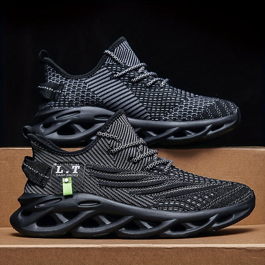 [Casual Sneakers] Casual Men's Fashion Sneakers | Round Toe, Lace-Up Closure, Fabric Upper, MD Sole, Striped Pattern, All-Season Sports Footwear