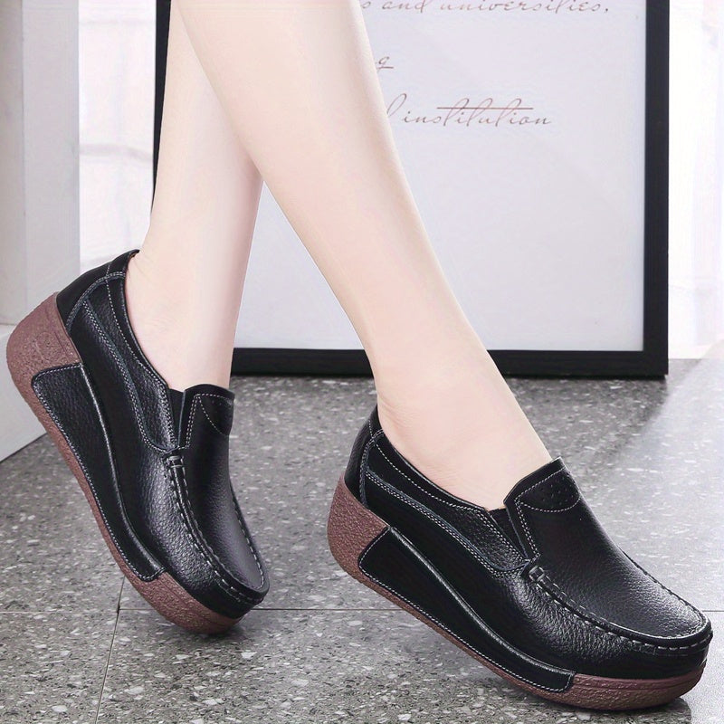 [Durable Build] Women's Cover Slip-On Platform Sneakers - Comfortable Thick Sole, Low-Top Casual White Shoes with Round Toe for All Seasons, Ladies Sneakers