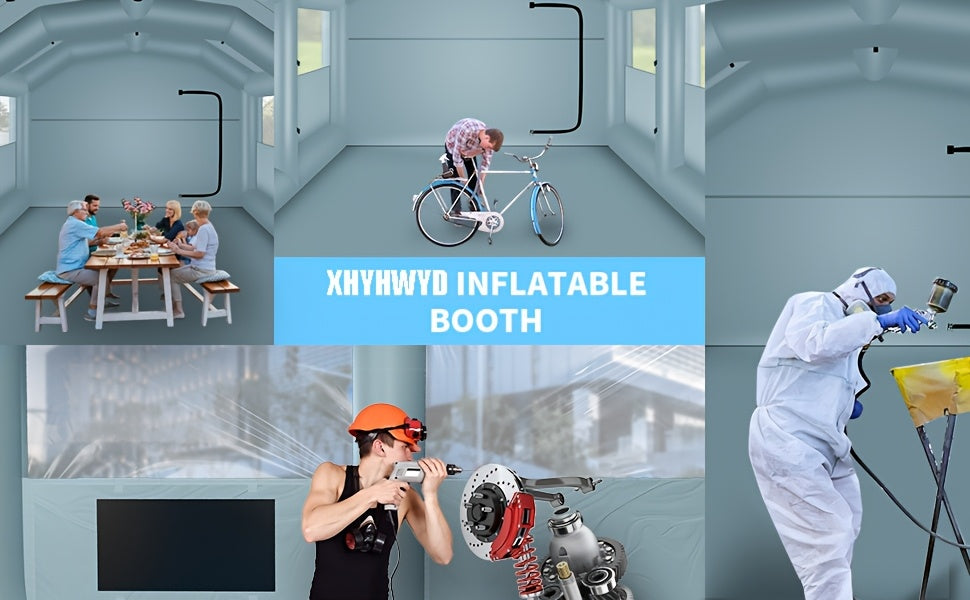 [Inflatable Paint Booth] Portable Inflatable Paint Booth 20 X 13.5 X 9.7ft/13.5 X 8.5 X 8.5ft - Inflatable Paint Booth Tent W/1100W Blower & 750W Blower For DIY Spray Car Parts Painting Motorcycle Garage