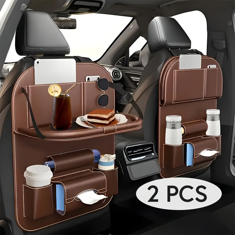 Car Backseat Organizer, Folding Rear Seat Car Parts, Road Trip Car Accessories, Multi-function Backrest Storage Trash Can, Large Storage Bag, Notebook, Dining Table, Tray
