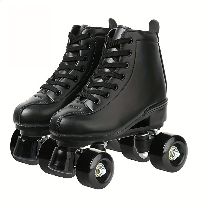 Boys Trendy Four Wheeled Light Up Roller Skate Shoes, Anti-skid High Top Lace-up Professional Sneakers