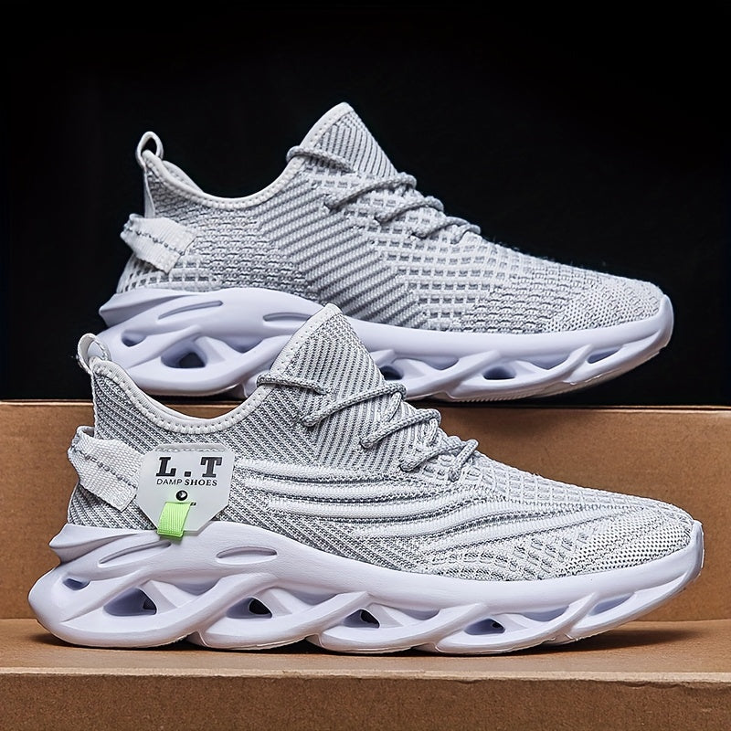 [Casual Sneakers] Casual Men's Fashion Sneakers | Round Toe, Lace-Up Closure, Fabric Upper, MD Sole, Striped Pattern, All-Season Sports Footwear