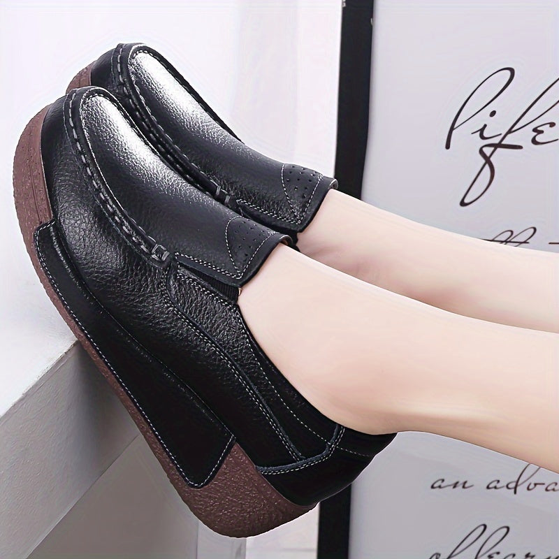 [Durable Build] Women's Cover Slip-On Platform Sneakers - Comfortable Thick Sole, Low-Top Casual White Shoes with Round Toe for All Seasons, Ladies Sneakers