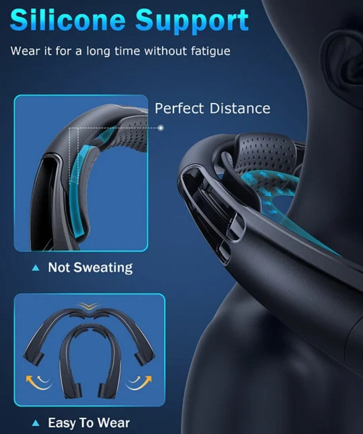 Best rechargeable portable Fan wearable Leafless bladeless small Fan Mini cooling hanging neck Fan.