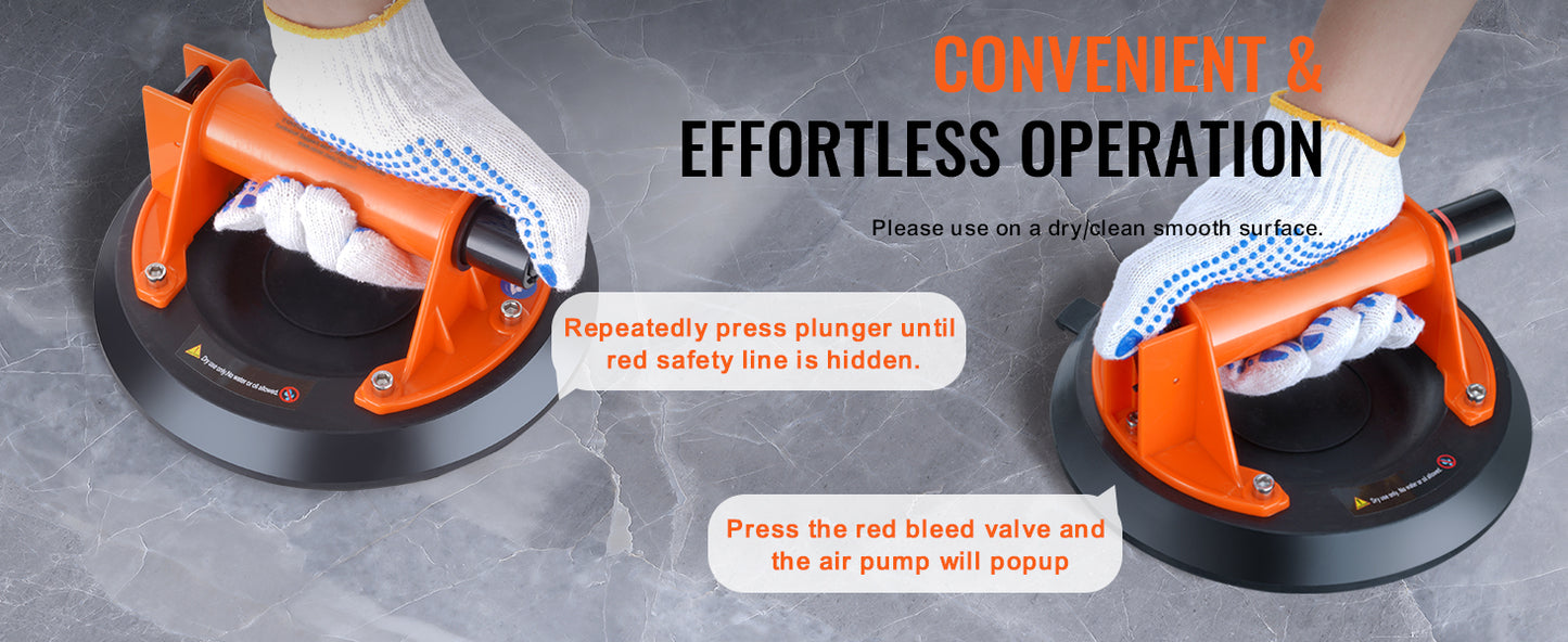 SucceBuy 8in Glass Vacuum Suction Cup with ABS/Metal Handle Industrial Tile Lifter Tool for Wood Panel Lifting Clearance Sale